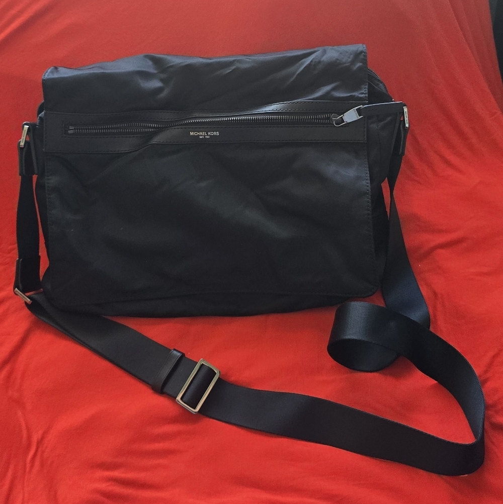 Michael Kors Black Nylon Messenger Bag with Adjustable Strap